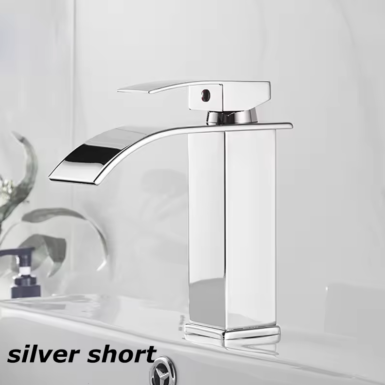 Washbasin Faucet Stainless Steel 25.0 cm 9.8" Waterfall Bathroom Basin Mixer Tap Deck Mounted Single Hole Hot Cold | Thomler
