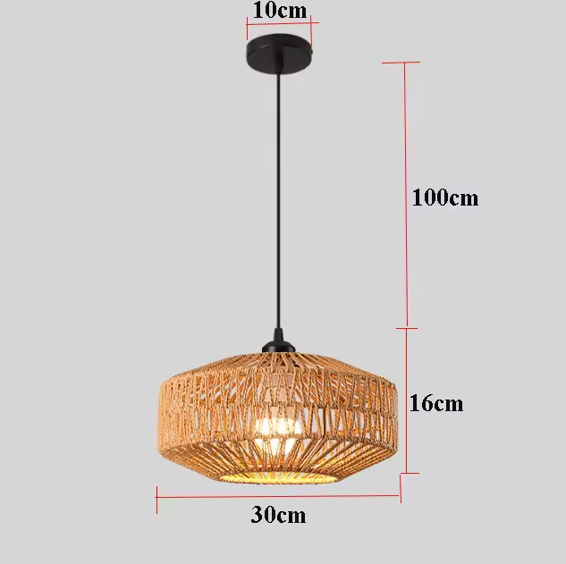 Pendant Lamp Rattan Hand Woven E27 Brown Living Room Dining Room Ceiling Light Boho Scandinavian Rustic Hanging Fixture | Thomler