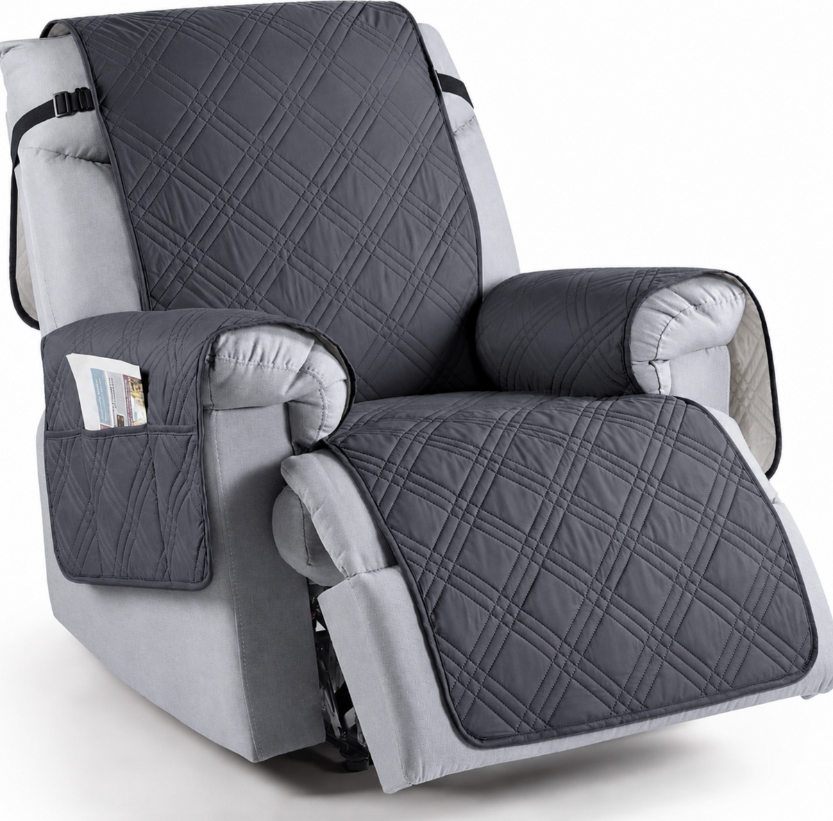 Recliner Protector with Waterproof Layers, Side Pockets & Non-Slip Grip for Pets, Spills & Family Use | Thomler