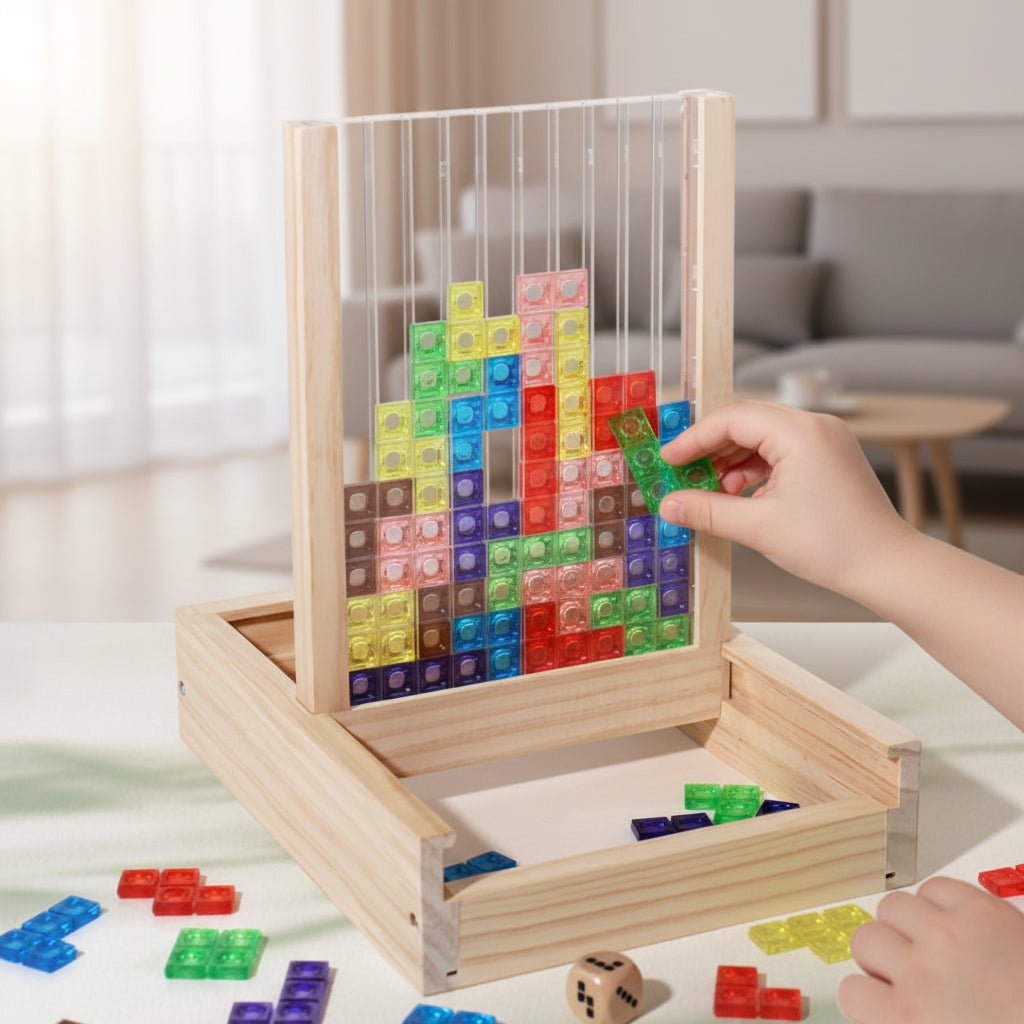 Puzzle Board Wooden Colour Blocks Family Logical Thinking Educational Game Storage Tray | Thomler