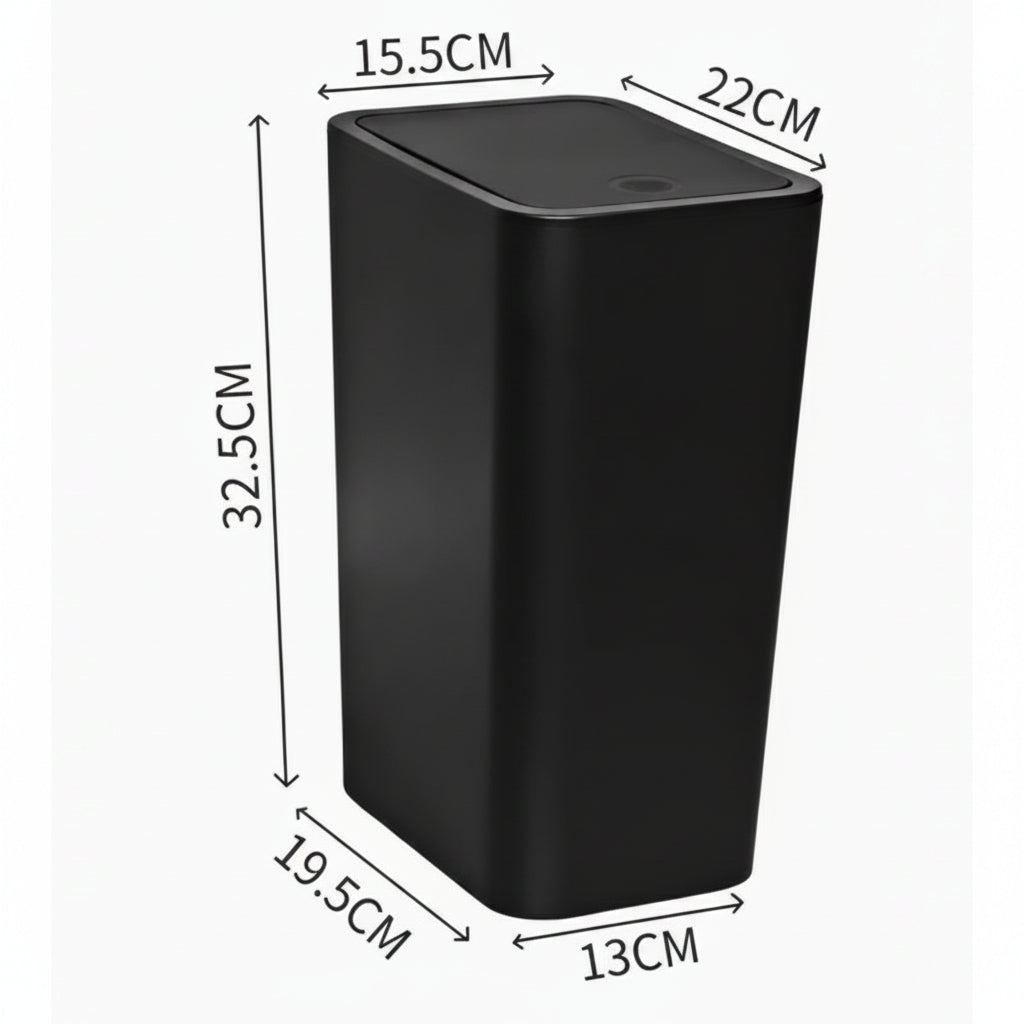 Touch-Open Waste Basket 2.6 Gal Narrow Bin for Bathrooms, Bedrooms & Home Offices | Space-Saving Design | Thomler