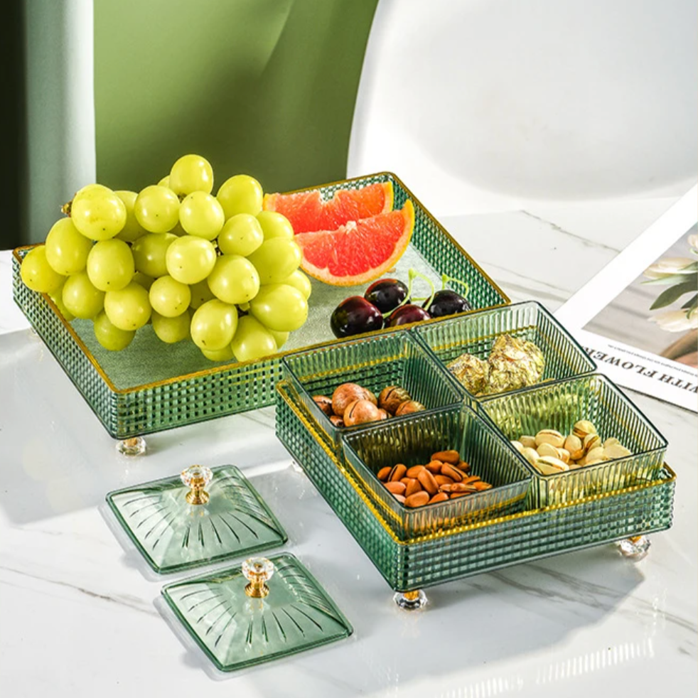 Snack Tray Durable Plastic 12.6 in Compartmented Turkish Treats Entertaining Serving Platter Sweet Savory Snacks | Thomler