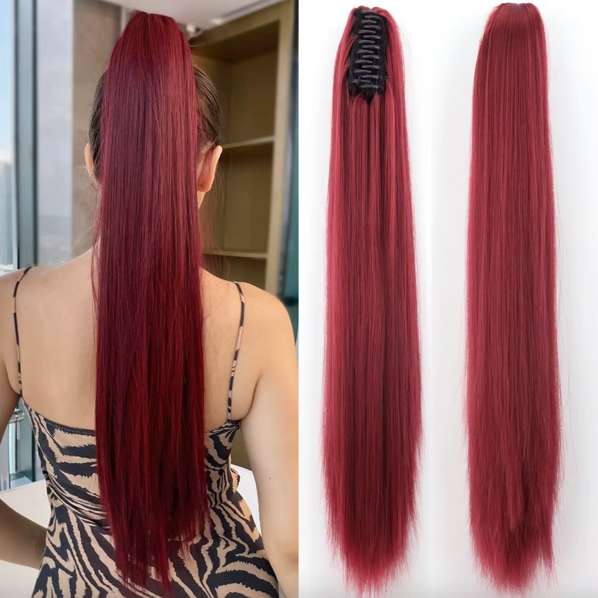 22-Inch Clip-On Ponytail Hair Extension for Instant Volume & Length – Synthetic Fiber, Heat-Safe, Secure Wrap Tie – for Everyday or | Thomler
