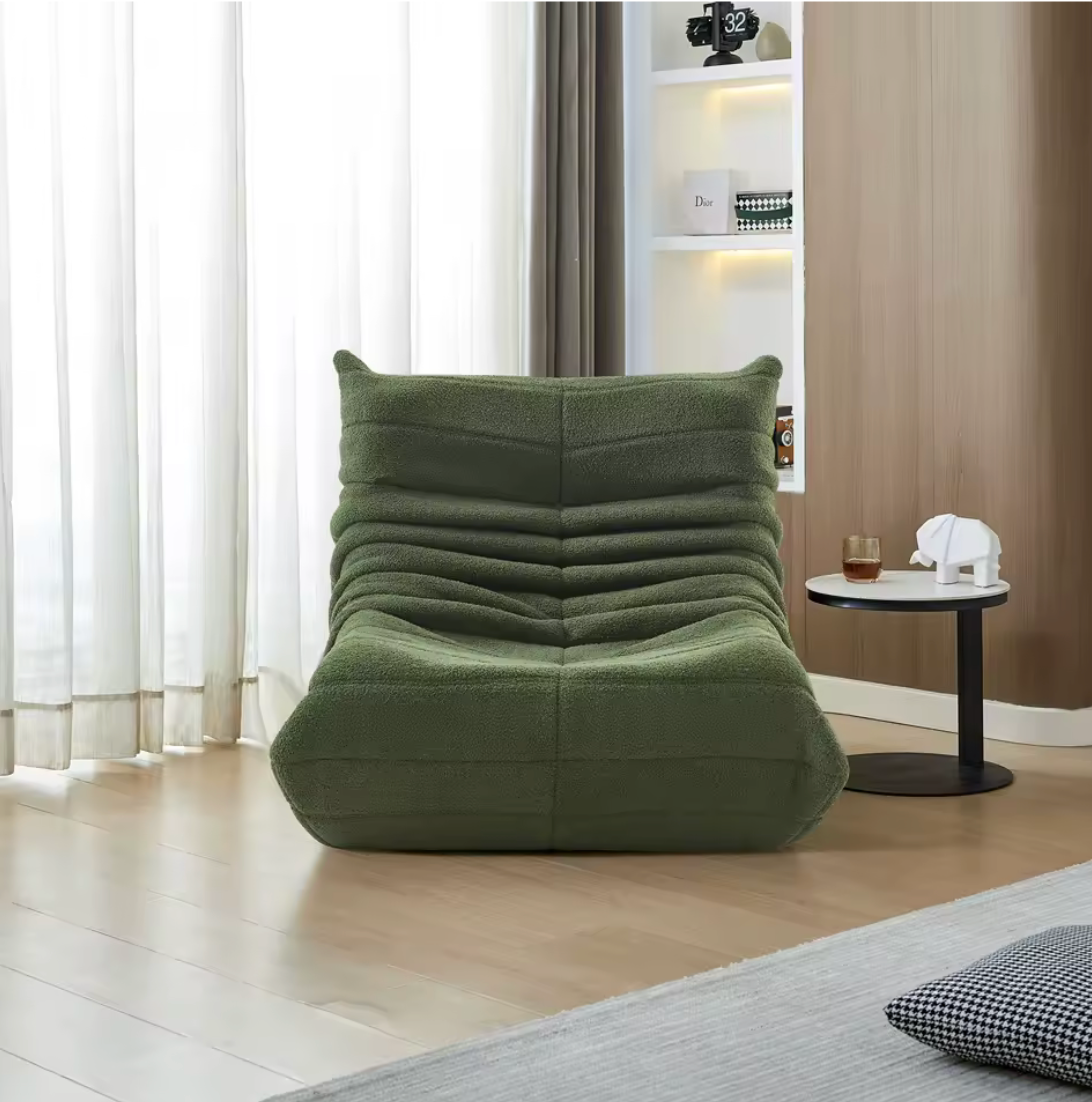 Beanbag Sofa Velvet 86.0 cm Green Living Room Lounge Chair Memory Foam Reading Gaming Bedroom Seating | Thomler