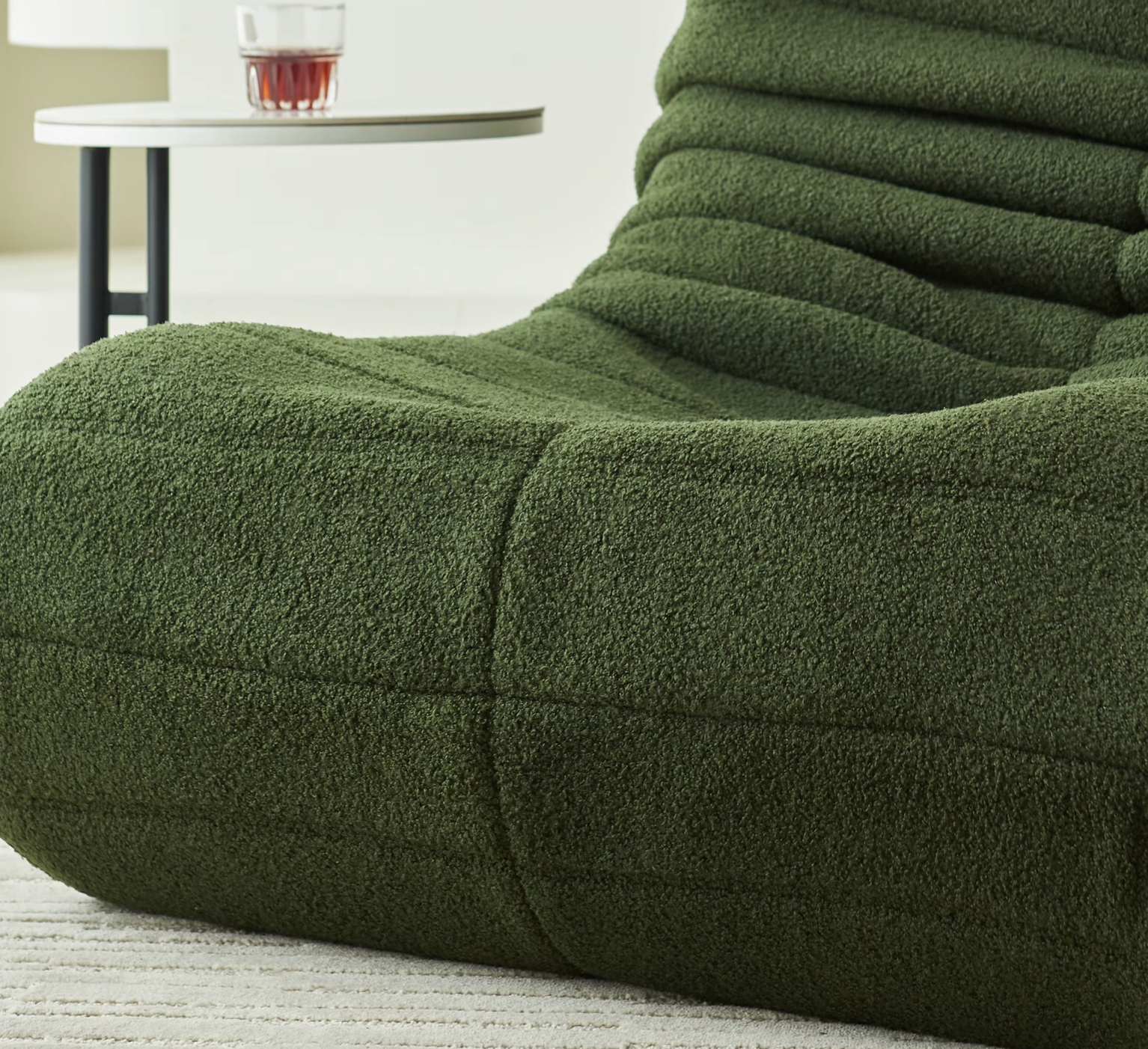 Beanbag Sofa Velvet 86.0 cm Green Living Room Lounge Chair Memory Foam Reading Gaming Bedroom Seating | Thomler