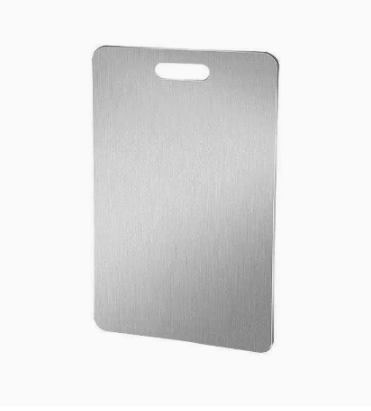 Medical-Grade Titanium Cutting Board – Bacteria Resistant, Blade Safe, Silver Finish | Thomler