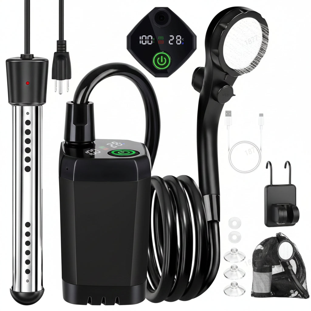 Rechargeable Camp Shower Pump with Digital Screen for RV & Outdoor Travel | Thomler
