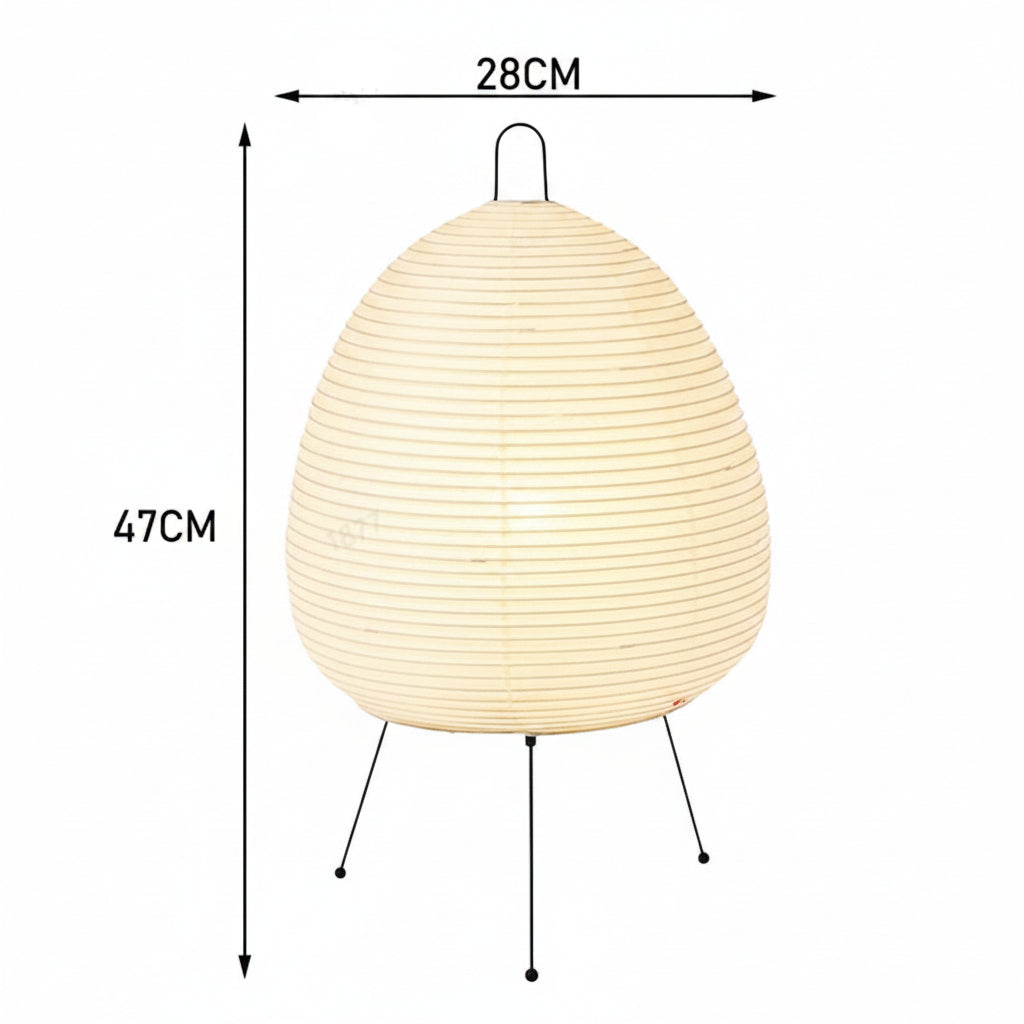 Rice Paper Shade Table Lamp with Iron Base – Warm Ambient Light for Bedrooms & Reading Nooks | Thomler