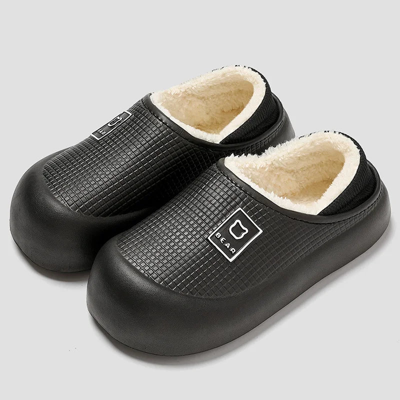 Waterproof Plush Bear Slippers for Indoor & Outdoor – Thick Anti-Slip Sole, Cozy Cotton-Lined House Shoes for Men & Women | Thomler