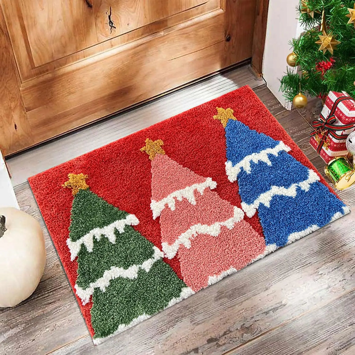 Holiday Door Mat Festive Welcome Rug Non-Slip Entry Decor for Front Porch Indoor Entryway Year-Round Seasonal Celebrations | Thomler