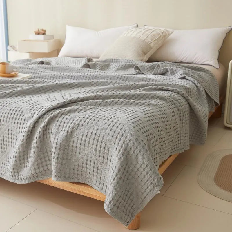 Lightweight Cotton Muslin Throw Blanket for Couch, Bed & Travel – Breathable All-Season Woven Cover | Thomler
