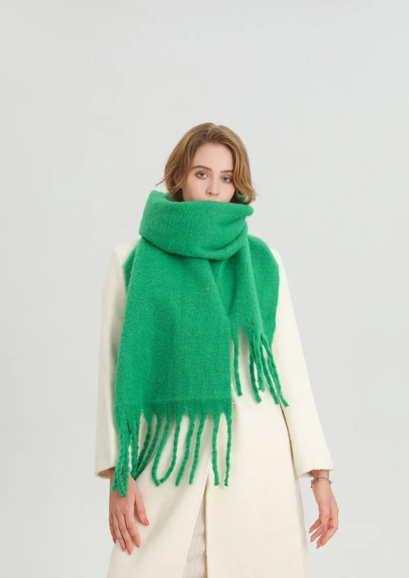Soft Cashmere-Feel Fringe Scarf for Women – Extra Long Plaid Wrap for Fall & Winter | Thomler