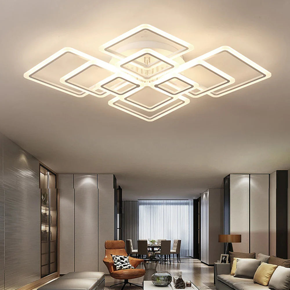 Ceiling Light Aluminium LED 128.0 cm White Dimmable Living Room Bedroom Modern Square Flush Mount Fixture | Thomler