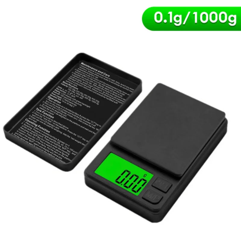 Digital Pocket Scale 1000g x 0.1g Precision Kitchen Food Jewelry Scale with Backlit LCD Display for Travel Weighing Grams Ounces | Thomler