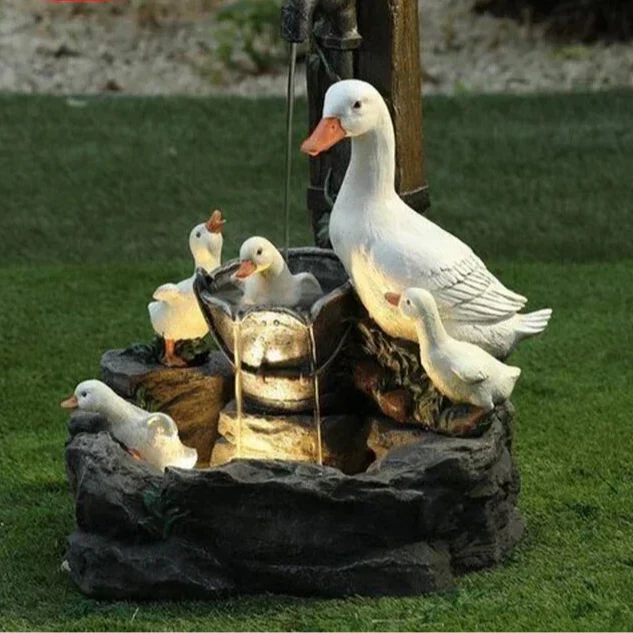 Solar-Powered Duck & Squirrel Garden Statue with LED Lights – Weather-Resistant Resin Outdoor Figurine for Patio & Yard Decor | Thomler