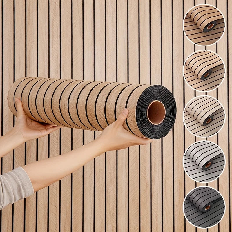 Wall Panel PVC Wood Look 40.0 cm x 300.0 cm Peel Stick Living Room Bedroom Slatted Wall Covering Waterproof Decorative Panels | Thomler