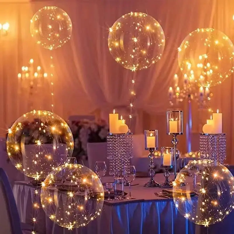 5set transparante led-ballonnen, oplichtende ballonnen met lichtband, bobo-ballonnen voor feest, verjaardag, jubileum, bruiloftdecoratie