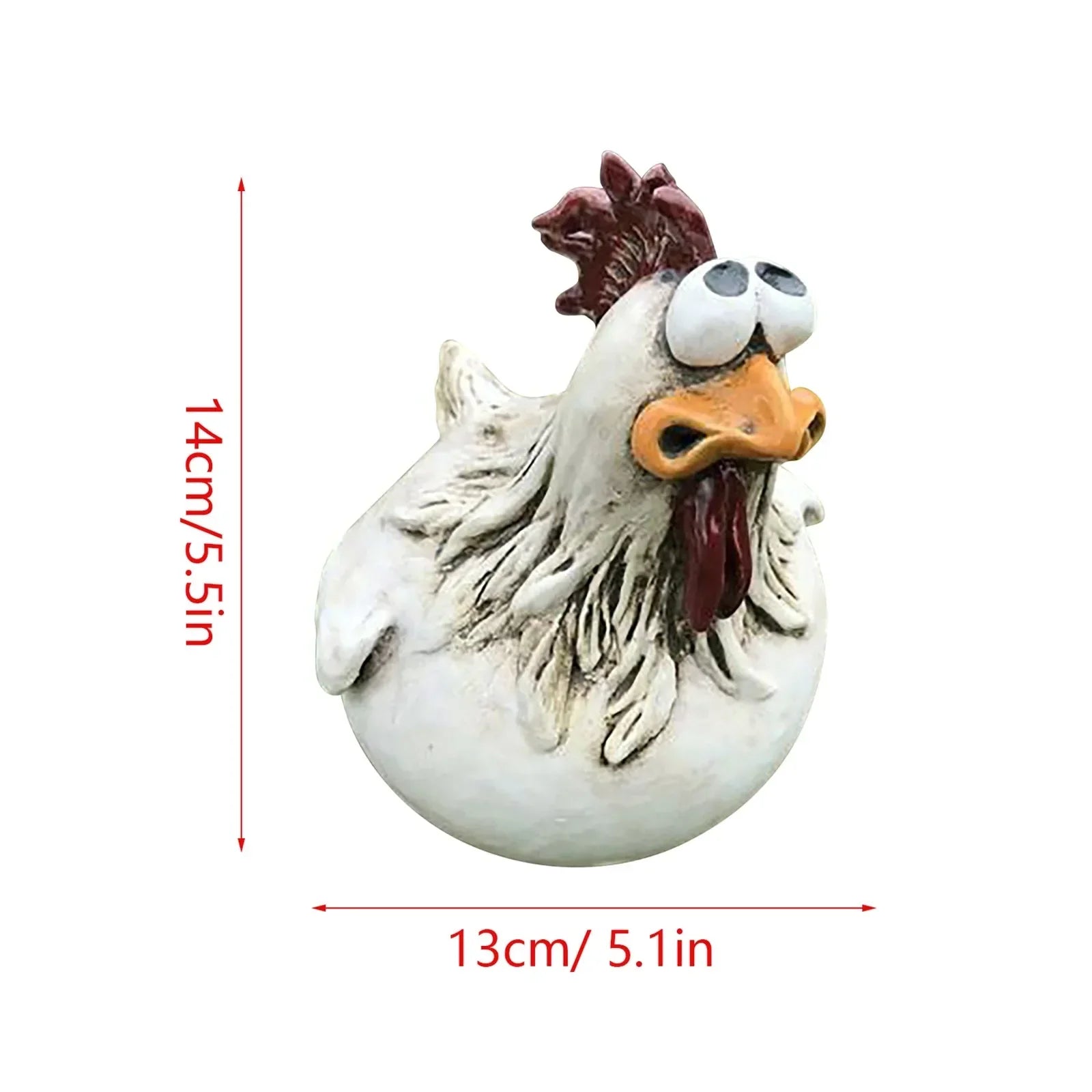 Garden Fence Ornament Resin Chicken 14.0 cm White Outdoor Farmhouse Wall Hanging Decoration Backyard Humorous Animal Figure | Thomler