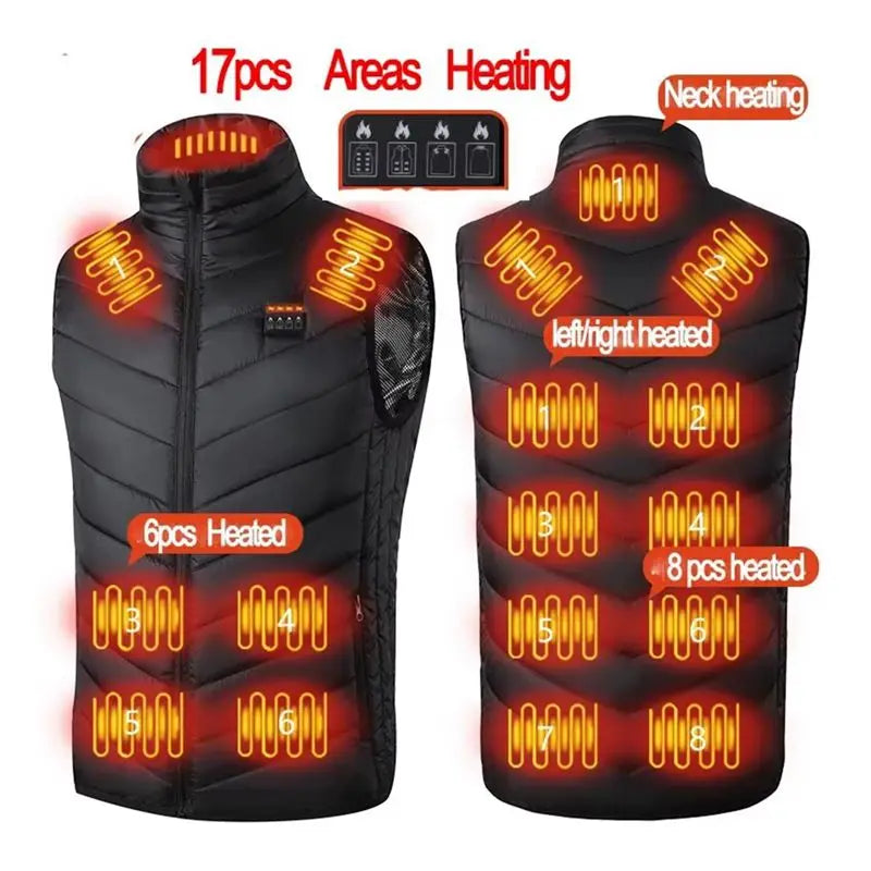 USB-Powered Infrared Body Warmer Gilet with Multiple Warmth Zones for Outdoor Activities & Winter Layering in Men's Sizes Up to 5XL | Thomler