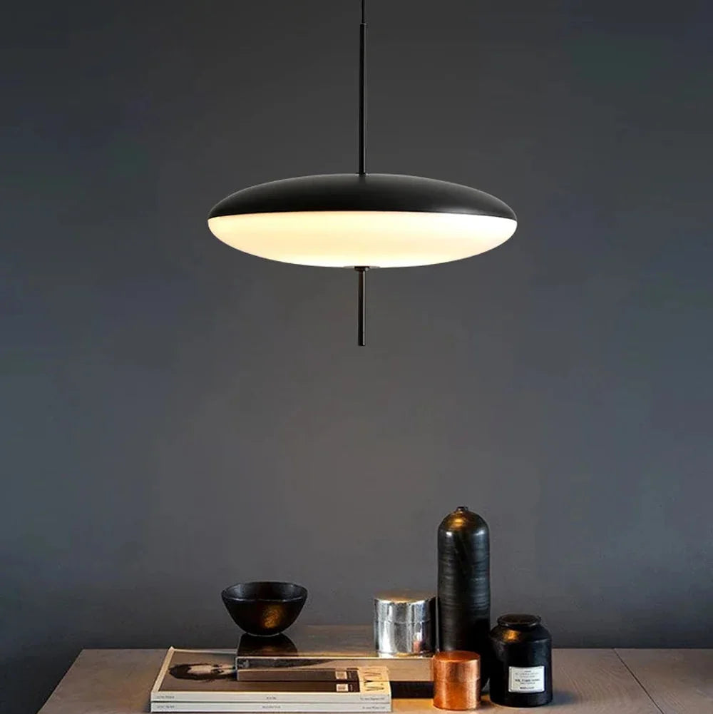 Contemporary Disc Pendant Lamp – Perforated Metal Shade with LED Downlight for Dining Room & Kitchen Island | Thomler