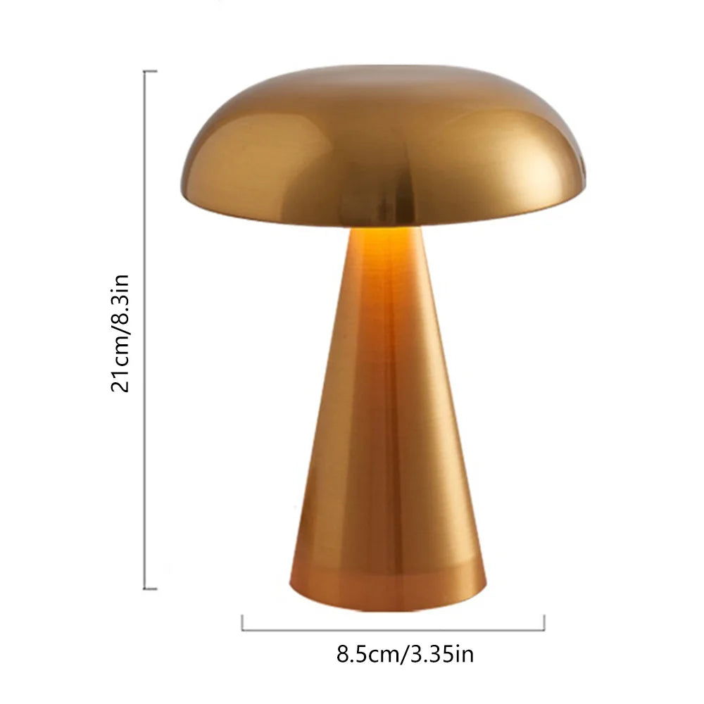 Table Lamp Metal 8 in LED Wireless Mushroom Nightlight Warm Neutral Cool Light | Thomler