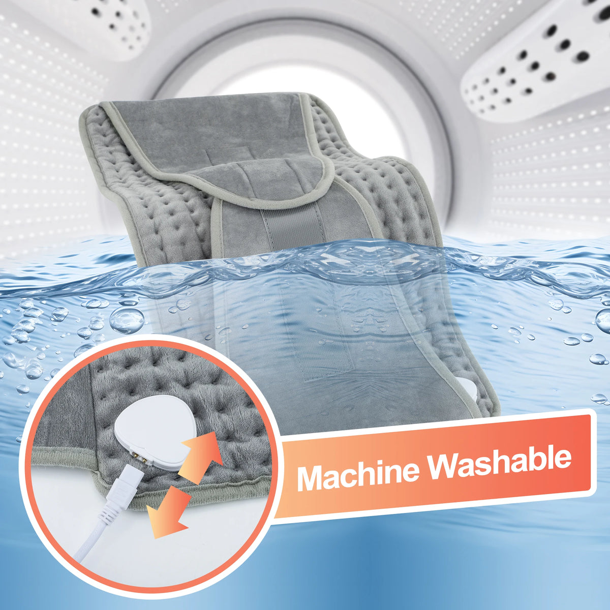 Micro-Plush Heated Body Wrap with Adjustable Timer & Temperature Control for Back, Waist & Legs | Thomler