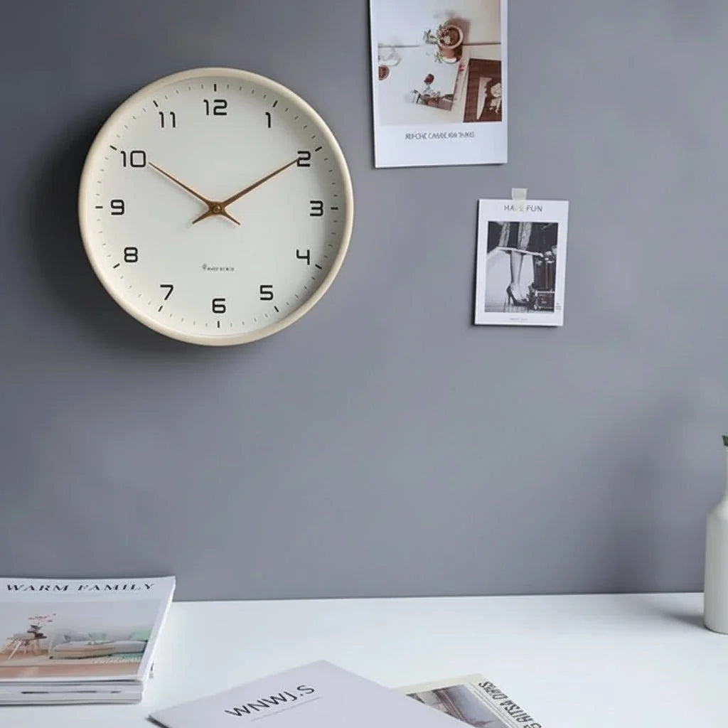 Wood Wall Clock Silent Quartz Movement Minimalist Scandinavian Style for Living Room Bedroom Office Natural Grain Finish | Thomler