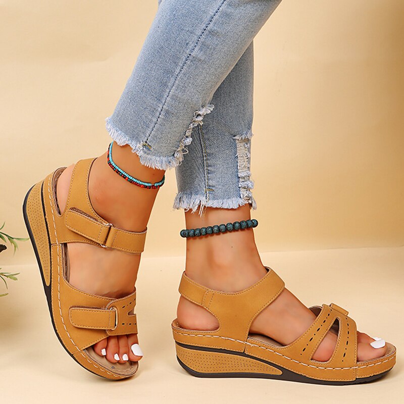 Women's Arch Support Sandals with Adjustable Hook & Loop Straps – Cushioned Footbed, Anti-Slip Sole for All-Day Comfort, Summer Walking | Thomler