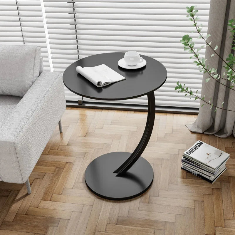 Circular Side Table with Wood Top & Metal Base – Space-Saving Accent for Living Room & Bedroom | Thomler