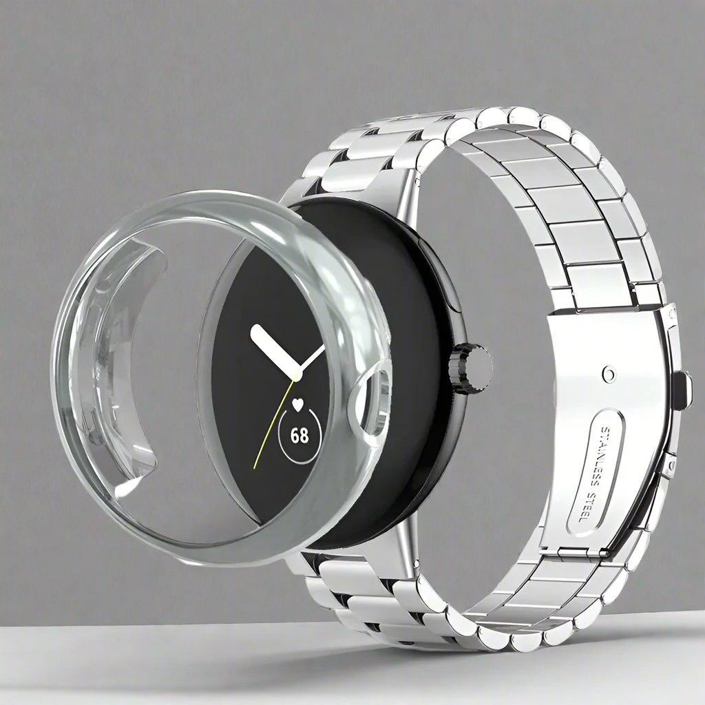 Metal Bracelet Watch Band with Protective Case for Pixel Watch – 41mm & 45mm Compatible Stainless Steel Strap Kit | Thomler