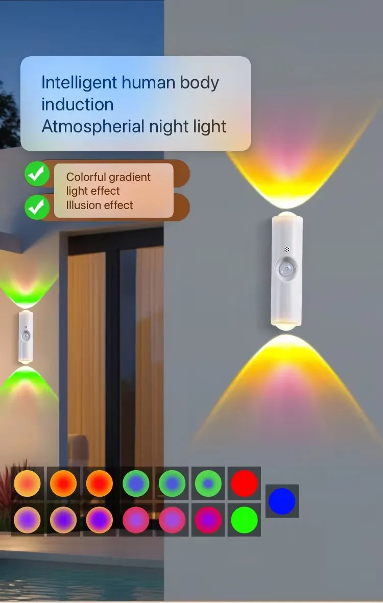 Motion Sensor Night Light with 7 Color Options, Rechargeable Magnetic LED Wall Lamp for Hallways, Bathrooms, Bedrooms | Thomler