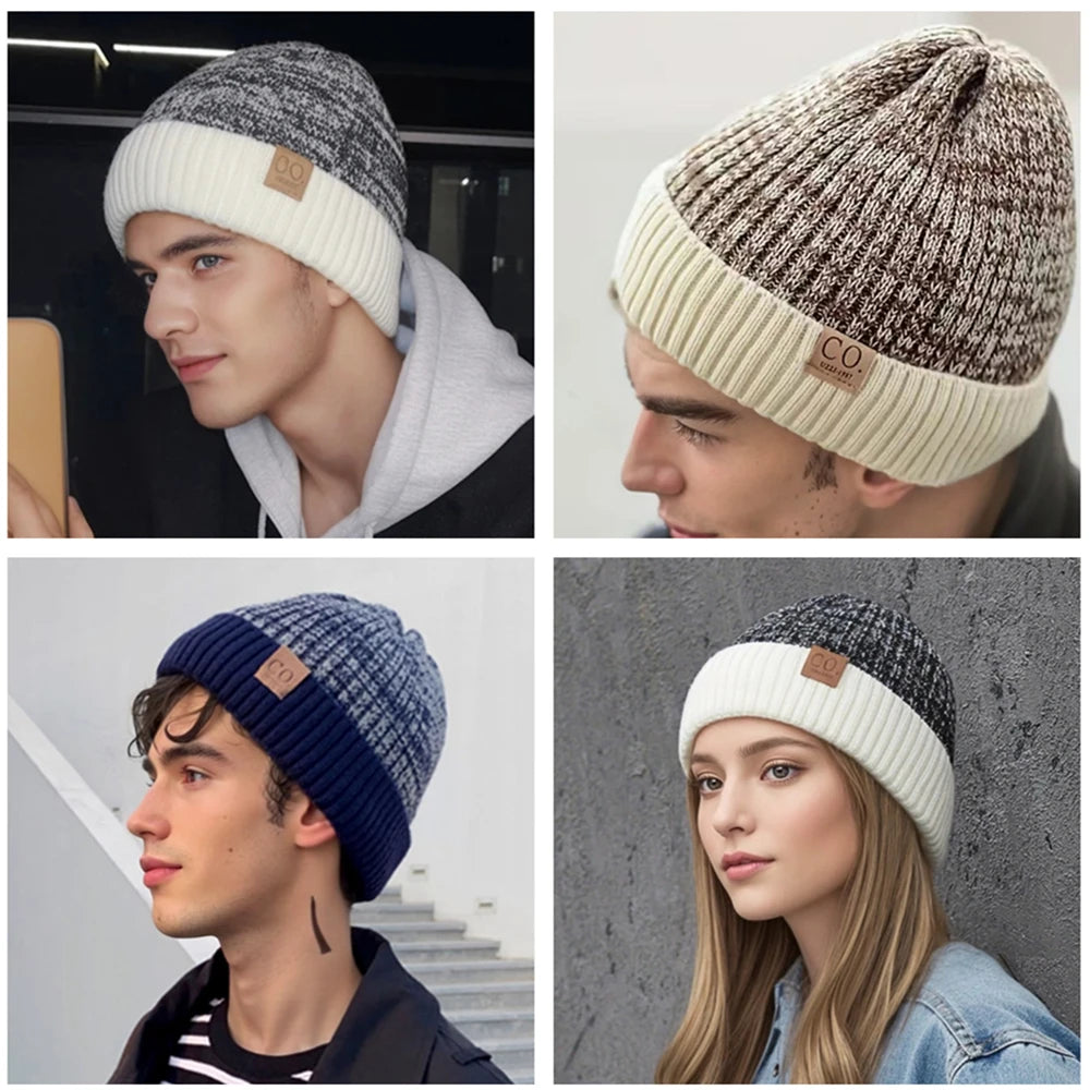 Two-Tone Fleece-Lined Winter Beanie for Men & Women – Soft Knit Hat with Plush Interior for Cold Weather | Thomler