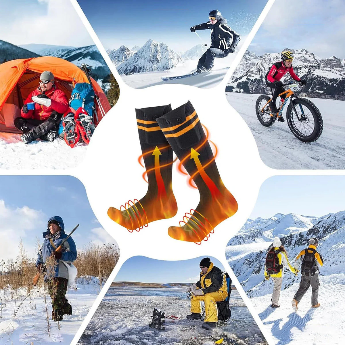 Battery-Powered Heated Socks with 4 Temperature Settings for Winter Outdoor Activities Cycling Hunting Fishing Skiing | Thomler