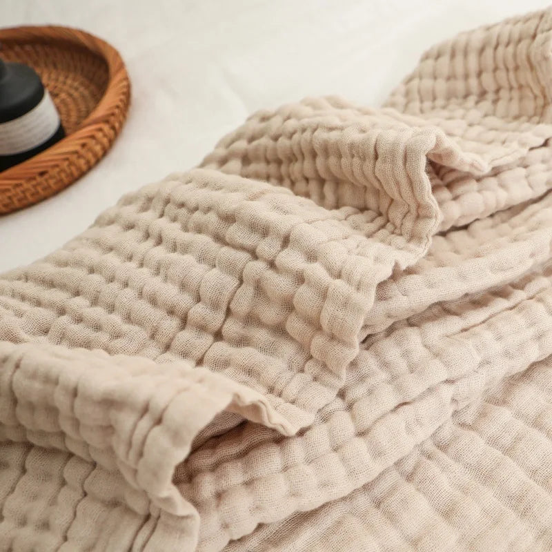 Soft Muslin Blanket 100% Cotton 6-Layer Breathable Throw for Couch Bed Travel Lightweight All Season Comfort Blanket Foldable | Thomler