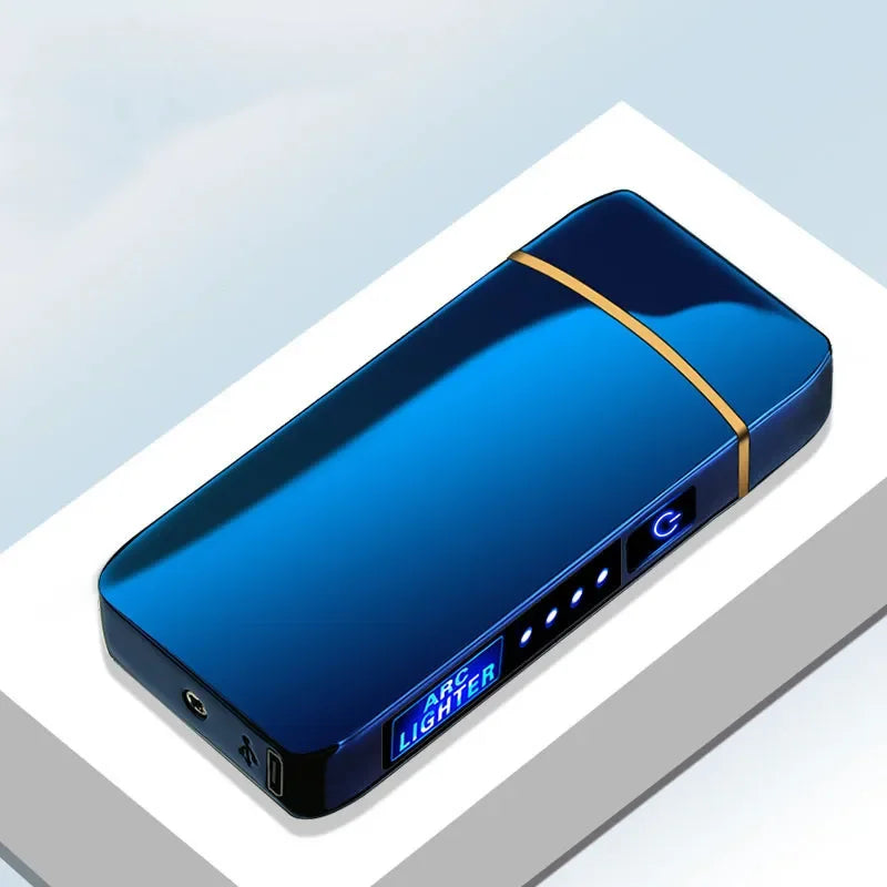 Rechargeable Dual-Arc Plasma Lighter with Touch Sensor & LED Display for Candles, Pipes & Outdoor Use | Thomler