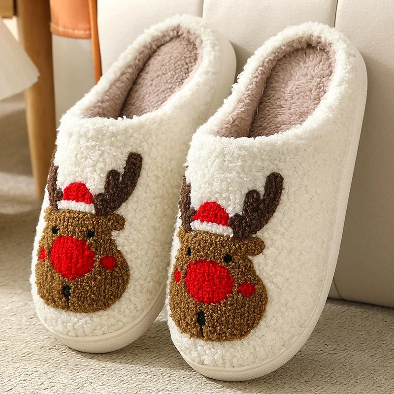 Plush Gingerbread House Slippers for Women & Men – Cozy Indoor Slides with Non-Slip Sole for Bedroom & Holiday Lounging | Thomler