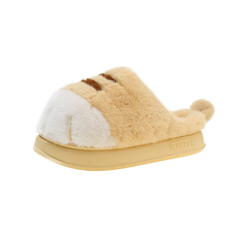 Plush Cat Paw Slippers for Women Indoor Outdoor Soft Furry House Shoes Anti-Slip Cozy Slides Loafer Mules Winter | Thomler