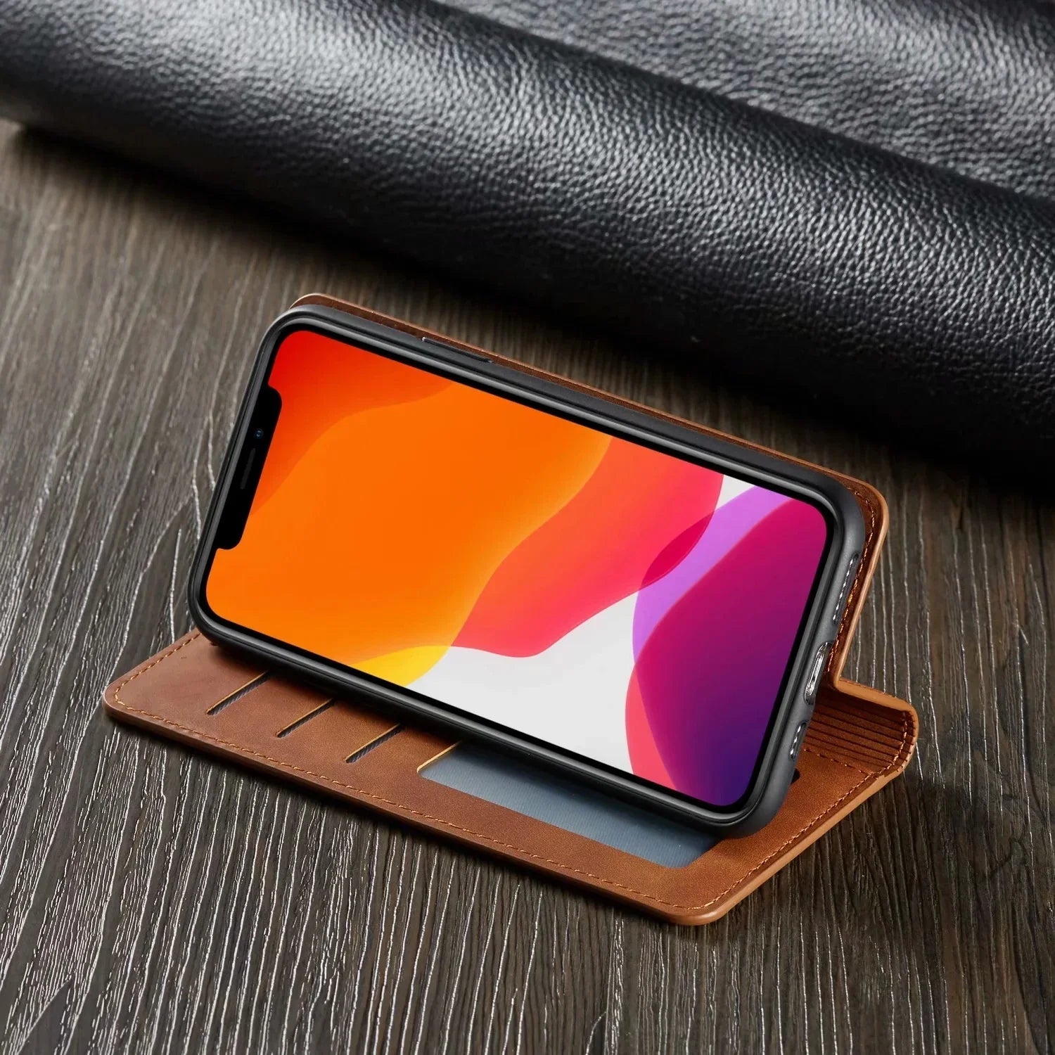 Magnetic Leather Flip Case for iPhone with Snap Closure and Full Body Protection for Daily Use | Thomler