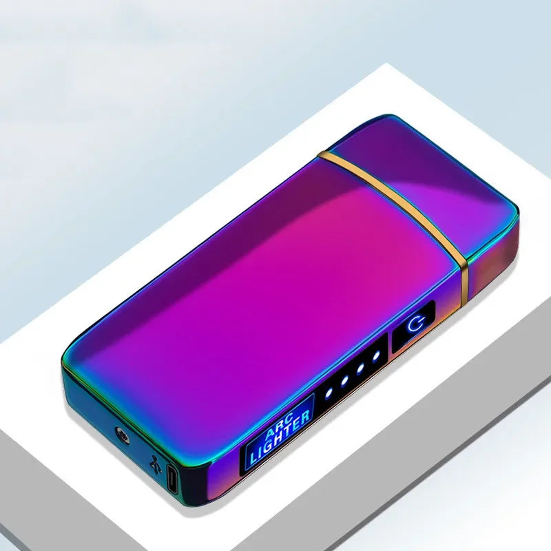 Rechargeable Dual-Arc Plasma Lighter with Touch Sensor & LED Display for Candles, Pipes & Outdoor Use | Thomler