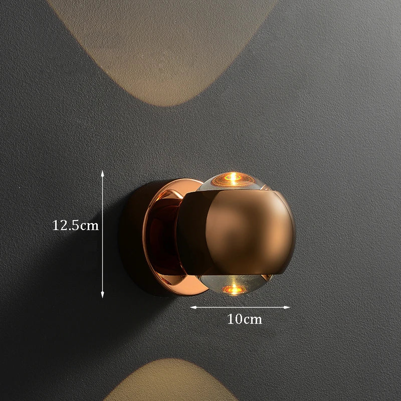 Contemporary Copper LED Wall Sconce Up Down Light for Entryway Hallway Bedroom Bathroom Gold Black Chrome | Thomler