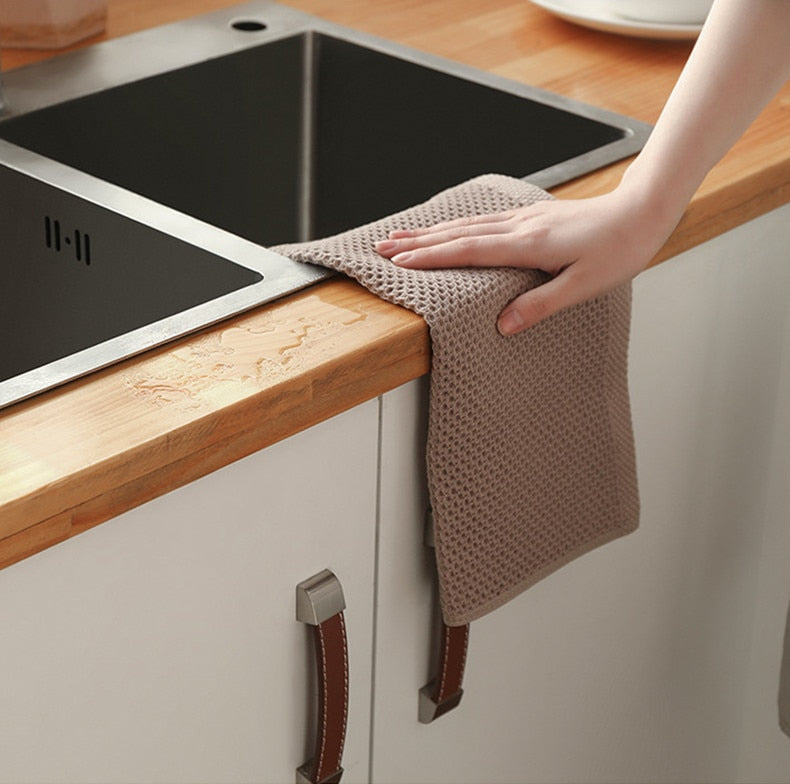 Towel Set Cotton Honeycomb 6 Piece Neutral Kitchen Bathroom Quick Dry Hand Dish Cleaning Cloths | Thomler