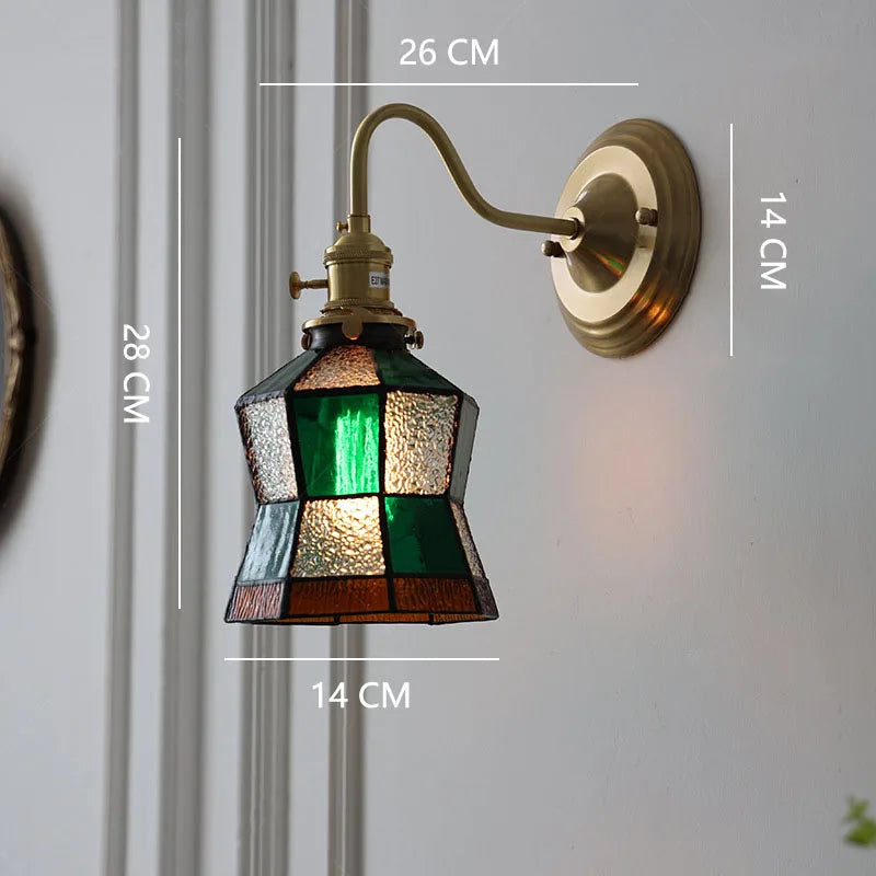 Wall Lamp Stained Glass E27 26.0 cm Green Bedroom Hallway Tiffany Style Vintage Lighting | Thomler