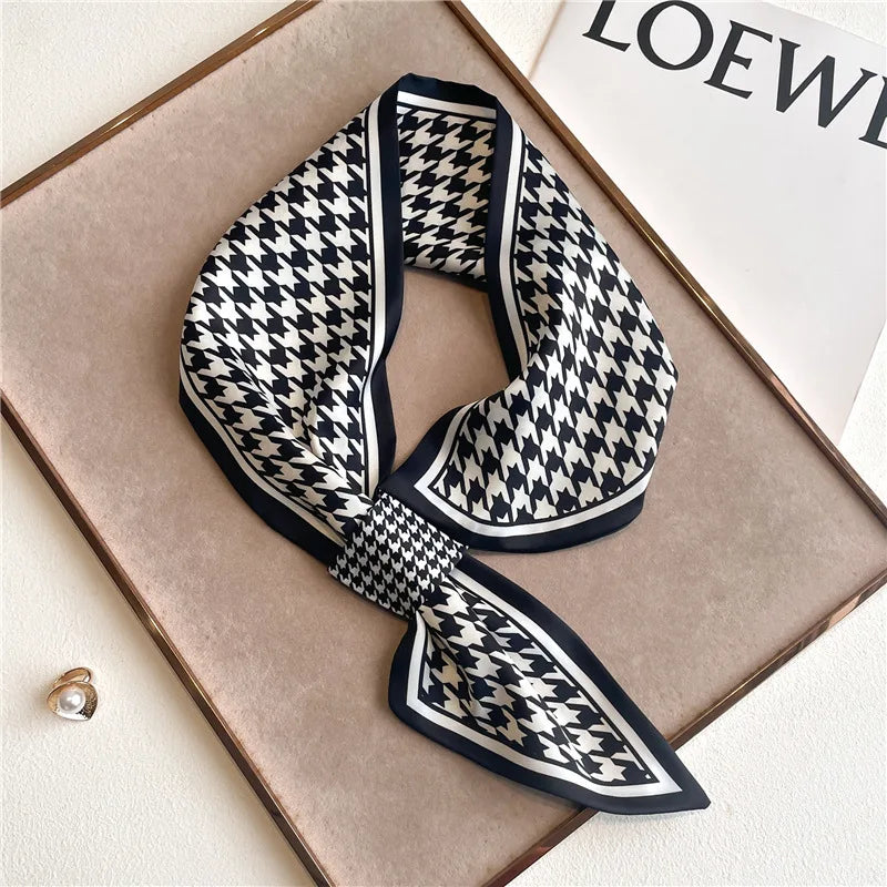 Equestrian Animal Print Skinny Neck Scarf for Women Satin Ribbon Bandana Hair Tie Wrist Wrap Accessory Multi-Use Fashion Scarf Year-Round | Thomler