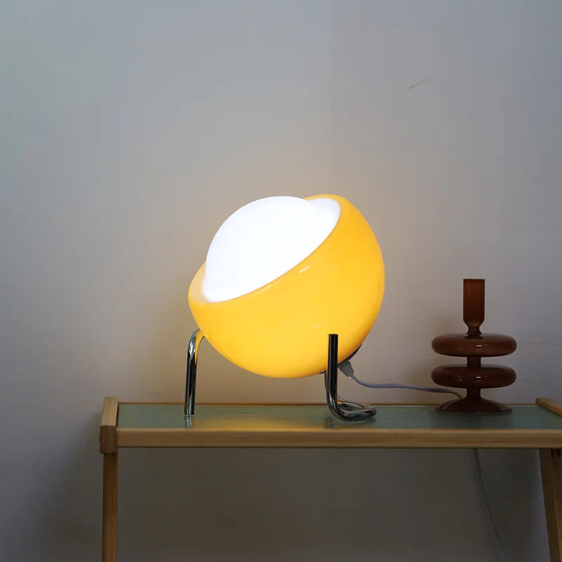 Table Lamp Glass Sphere 21.0 cm Orange Bedroom Bedside Ambient LED Lighting Retro Modern | Thomler