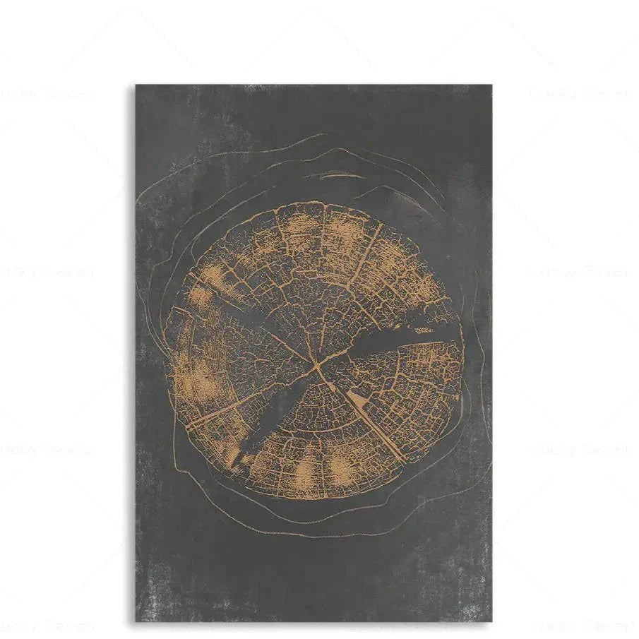 Canvas Wall Art Polyester 24 in x 18 in Tree Rings Abstract Home Décor Rustic Modern Artwork | Thomler