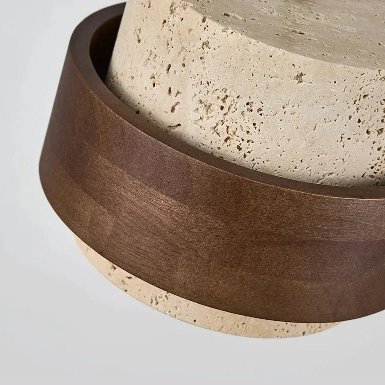 Natural Stone Ceiling Fixture with Adjustable Cord & Walnut Accents for Dining Room Kitchen Island Bar | Thomler
