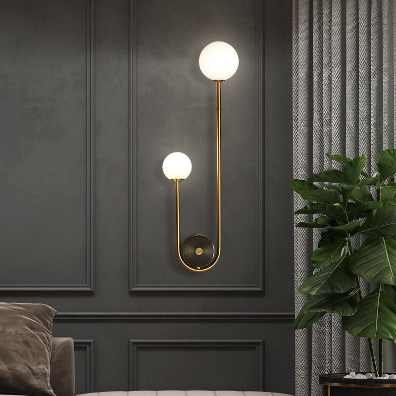 Glass Shade Wall Sconce Light with Brass-Finish Metal Frame for Hallway, Bedroom, Living Room & Bathroom Lighting | Thomler