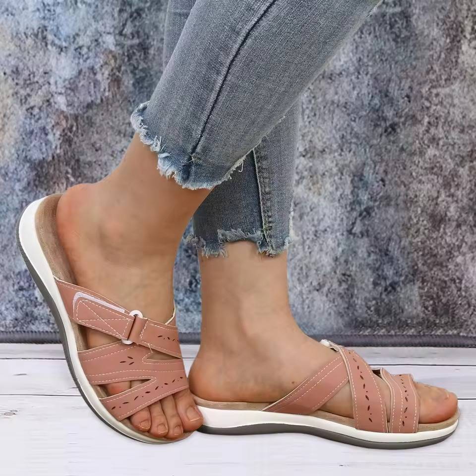 Women's Adjustable Hook & Loop Arch Support Sandals with Non-Slip Rubber Sole for Plantar Fasciitis Relief & All-Day Comfort | Thomler