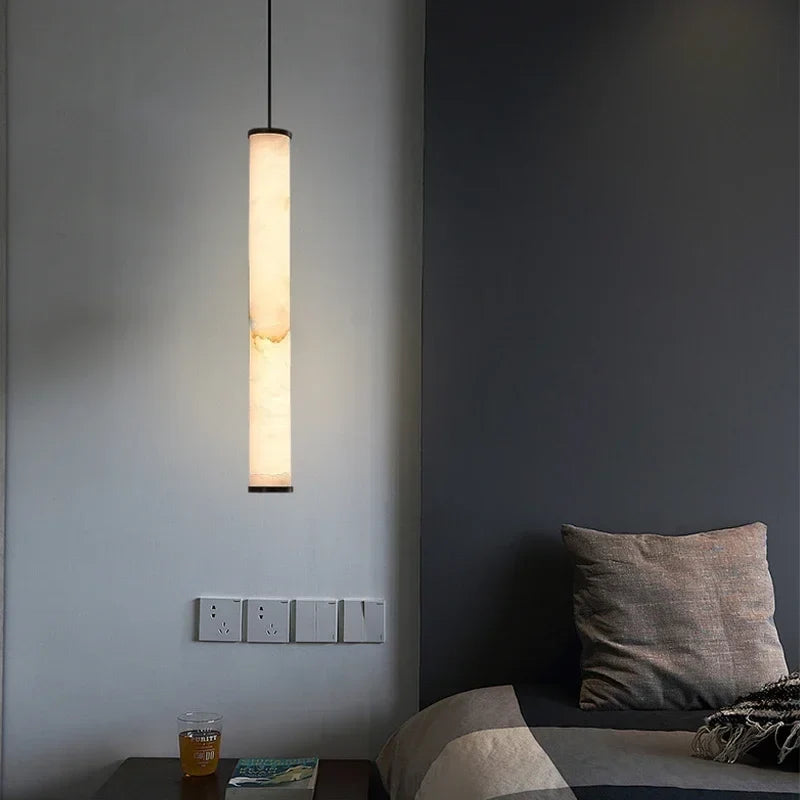 Copper & Natural Stone Pendant Light – Modern Hanging Fixture for Dining Room, Bedroom & Entryway | Thomler