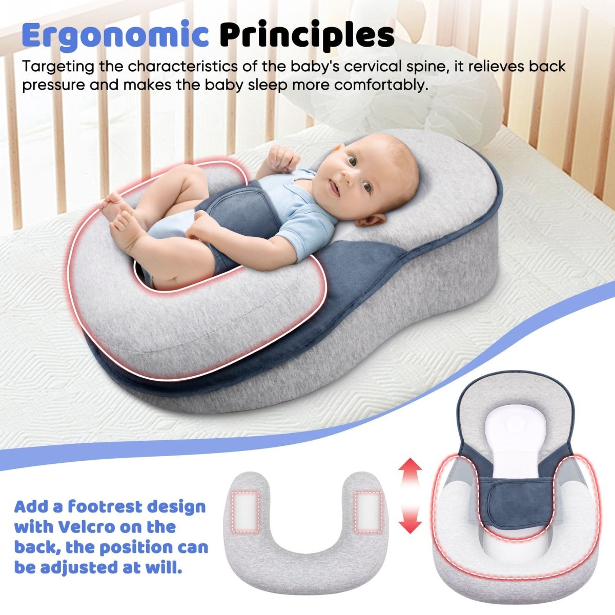 Infant Head-Shaping Sleep Pillow – Pediatrician-Backed Ergonomic Baby Support for Crib & Bassinet | Thomler